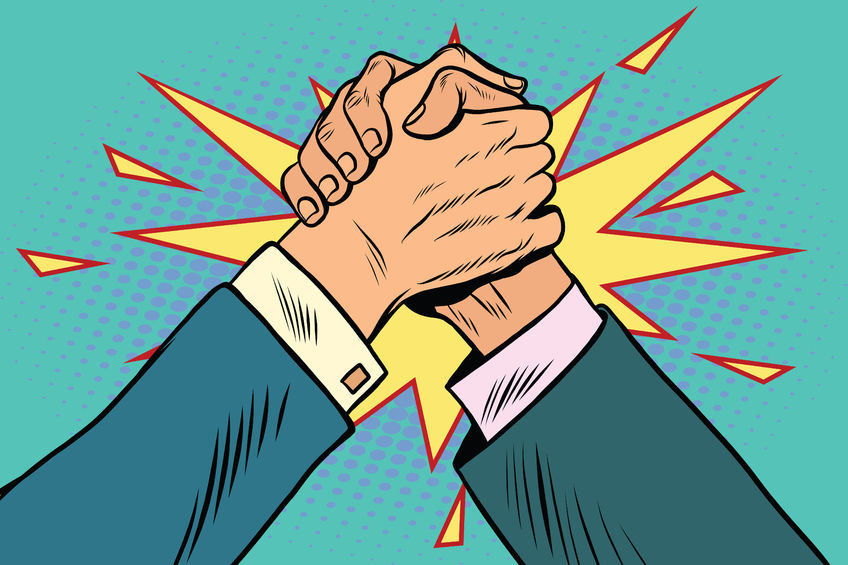 business arm wrestling fight confrontation