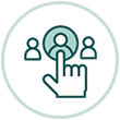 Hand selecting a highlighted profile icon.