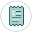 Teal icon of a sales receipt.